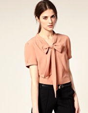 ASOS Pussybow Short Sleeve Blouse
