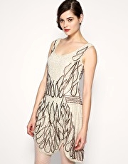 ASOS REVIVE Beaded Scalloped Hem Dress
