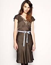 ASOS REVIVE Embroidered Detail Slip Dress