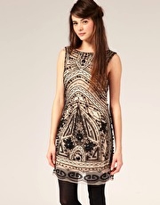 ASOS REVIVE Jet Embellished Mini Shift Dress