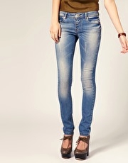 ASOS Ripped Mid Blue Skinny