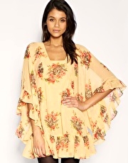 ASOS Rose Bunch Flute Sleeve Dress