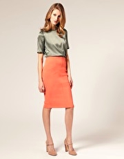 ASOS SALON High Waist Pencil Skirt With Seamed Detail