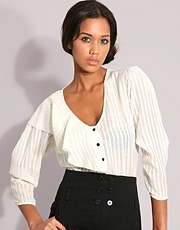 ASOS Self Stripe Asymmetric Ruffle Blouse