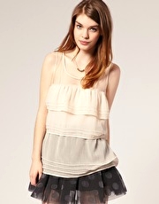 ASOS Sheer Tiered Zip Back Top