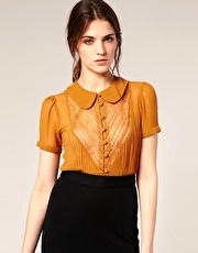 ASOS Short Sleeve Crochet Trim Blouse