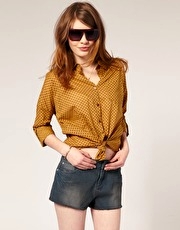 ASOS Spot Print Tie Waist Shirt