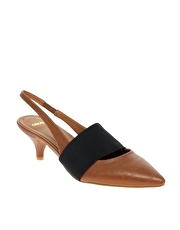ASOS STEAL Elastic Detail Point Slingback Kitten Heels