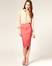 ASOS Stretch Linen Seamed High Waist Pencil Skirt