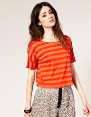 ASOS Stripe Button Back Crop Top