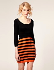 ASOS Stripe Knitted Dress With 3/4 Sleeves