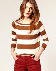 ASOS Stripe Slash Neck Jumper