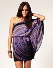 ASOS Swirl Print One Shoulder Dress
