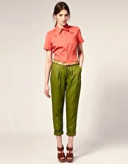 ASOS Tab Front Peg Linen Trousers
