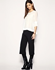 ASOS Tailored Pinstripe Crop Wide Leg Trouser