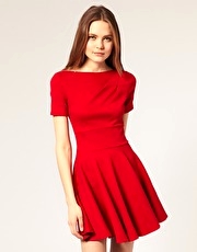 ASOS Tailored Ponti Fit And Flare Dress With Short Sleeves