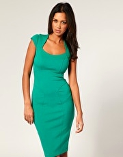 ASOS Tailored Square Neck Seamed Ponti Pencil Dress