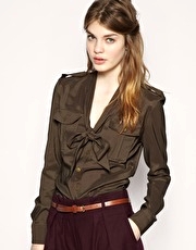 ASOS Tie Neck Military Blouse
