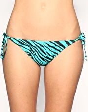 ASOS Turquoise Zebra Tie Side Bikini Briefs