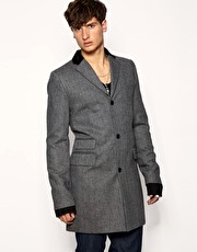 ASOS Tweed Contrast Collar Coat