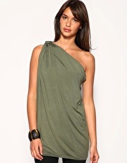 ASOS Twist Detail One Shoulder Drop Armhole Top
