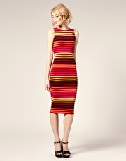 ASOS Variegated Stripe Bodycon Midi Dress