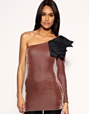 ASOS Velvet One Shoulder Fan Top