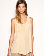 ASOS WHITE Silk And Chiffon Vest