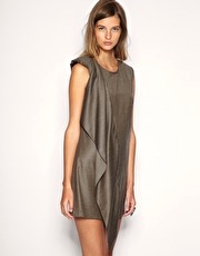 ASOS WHITE Tailored Wool Ruffle Front Shift Dress