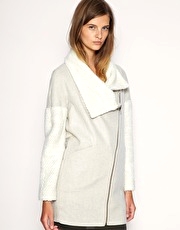 ASOS WHITE Textured Cowl Neck Coat