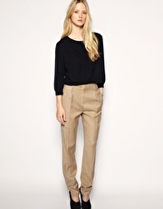ASOS WHITE Wool Rich Peg Leg Trousers