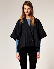 ASOS WHITE Wool Ruffle Back Cape