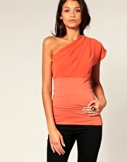 ASOS Woven Mix One Shoulder Top
