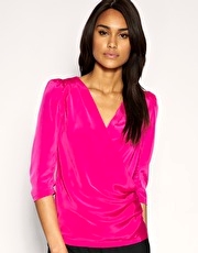 ASOS Wrapped Front Ruched Sleeve Blouse