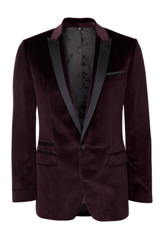 Aubergine Velvet Split Lapel Tuxedo Blazer by D&G Dolce & Ga