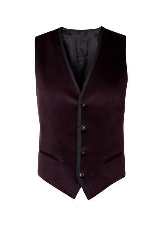 Aubergine Velvet Tuxedo Waistcoat by D&G Dolce & Gabbana