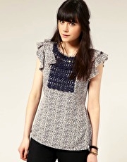 A|Wear Lace Ruffle Shell Top