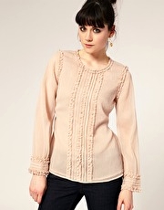 A|Wear Pintuck Ruffle Front Blouse