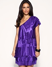 A|Wear Slinky One Shoulder Ruffle Dress