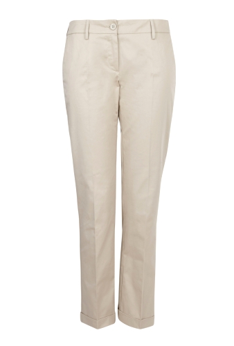 Beige Cropped Cuffed Cotton Chinos by Love Moschino