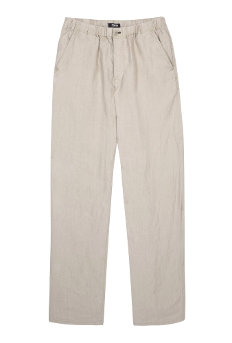 Beige Linen Drawstring Relaxed Trousers by Farhi by Nicole F