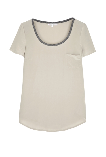 Beige Ontaro Silk & Lurex Trimmed Tee by Paul & Joe Sister