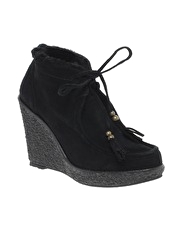 Bertie Precy Tie Front Crepe Wedge Boots