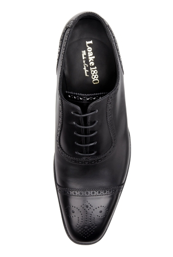 Black Brogued Toe Cap Strand Shoes by Loake