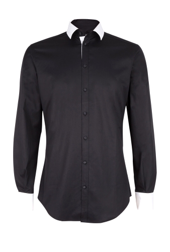 Black Cotton Contrast Collar Cuff Shirt by D&G Dolce & Gabba