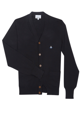Black Cotton Slash Knit Cardigan by Vivienne Westwood