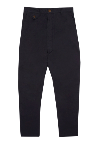 Black Cotton Twill Drop Chinos by Vivienne Westwood