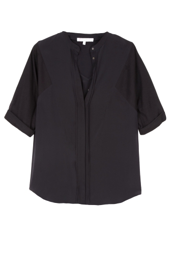 Black Dantes Silk Cotton Contrast Blouse by Paul & Joe Siste