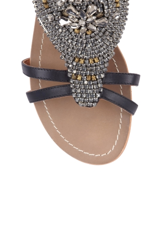 Black Day Embellished Flat Sandals by Day Birger et Mikkelse