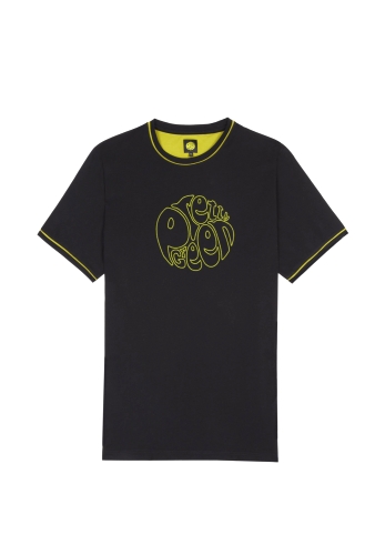 Black Embroidered Logo Piped Tee by Pretty Green